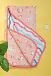Ocean Dive' 3 layer organic muslin blanket : Seahorse